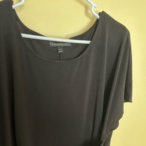 EUC LANE BRYANT Elegant Black Cap Sleeves Dress w/Tie Front or Back Waist Knit
